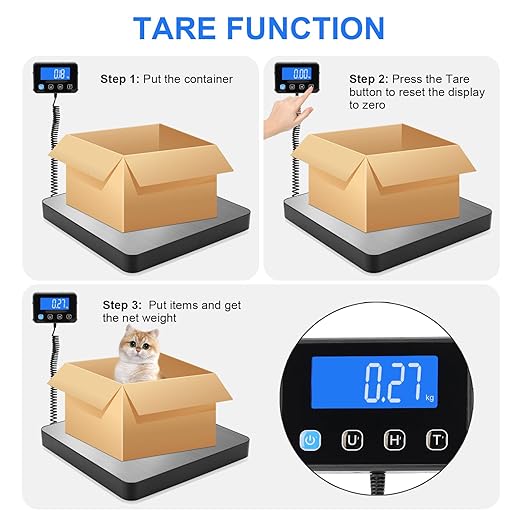 Digital Shipping Scale 5g High Accuracy 440 lb Postal Scale with Hold and Tare Functions for Parcels/Luggage/Home Manual/Auto Shutoff Extended LCD Display Batteries and AC Adapter Included