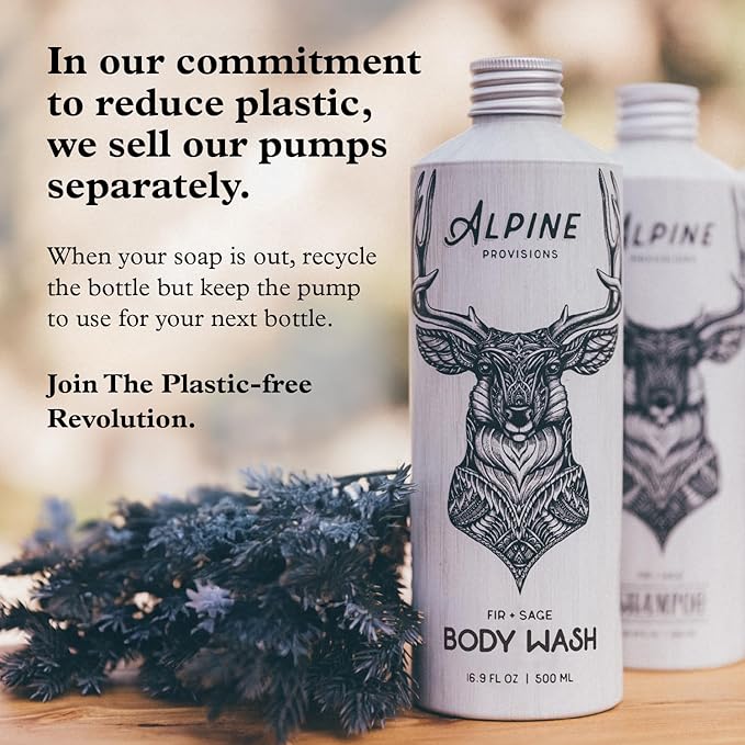 Alpine Provisions Natural &amp Organic Body Wash with Fir &amp Sage – Moisturizing Shower Gel with Aloe Vera Coconut Oil &amp Essential Oils – Vegan Sulfate-Free Plastic-Free – 16.9 fl oz