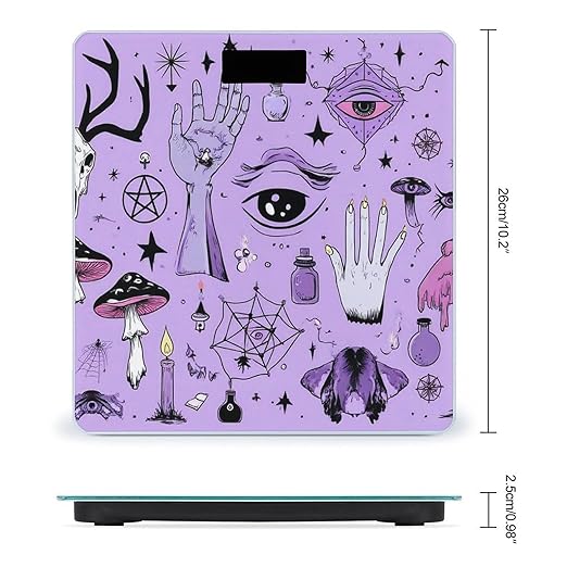 Smart Scale for Body Weight Automatic Switch Digital Bathroom Weighing Scale Witch Witchcraft Goth Skull Mushroom