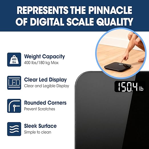 2 Pack Scale for Body Weight Digital Bathroom Scale with Clear LED Display High Precision Measurements 400lb Safe Rounded Corners (Batteries Not Included)