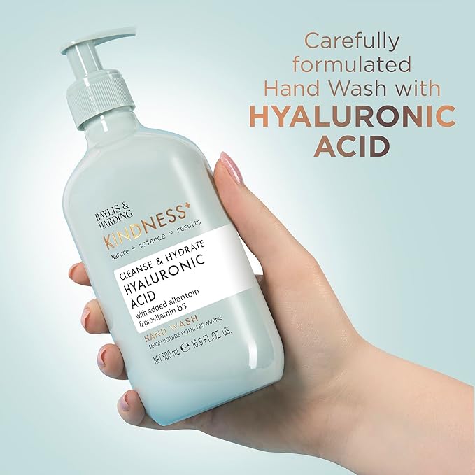 Baylis &amp Harding Kindness + Hyaluronic Acid Pear &amp Orange Blossom Fragrance 16.9 fl. oz Cleanse &amp Hydrate Hand Soap (Pack of 3) - Biodegradable Formula - Vegan Friendly