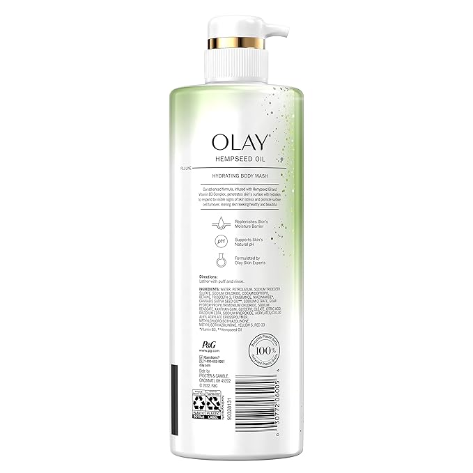Olay Hydrating Body Wash for Women with Hempseed Oil and Vitamin B3 20 fl oz (Pack of 4)