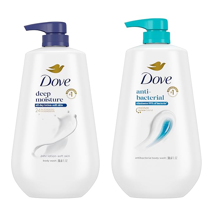 Dove Body Wash Holiday Gift Set – Deep Moisture &amp Antibacterial 2-Pack (30.6 oz Each) Sulfate-Free Paraben-Free Skin Care Bundle