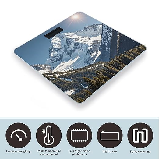 Spectacular Snowy Mountains Scale for Body Weight Smart Scales Digital Bathroom Scale High Precision Weighing Scales with Large Display Weighing Machine for People