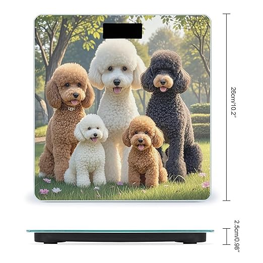 Poodles Dogs Scale for Body Weight Sturdy Tempered Glass Weighing Scales with LCD Display Accurate Digital Bathroom Scale Convenient Body Fat Smart Scales Easy Read