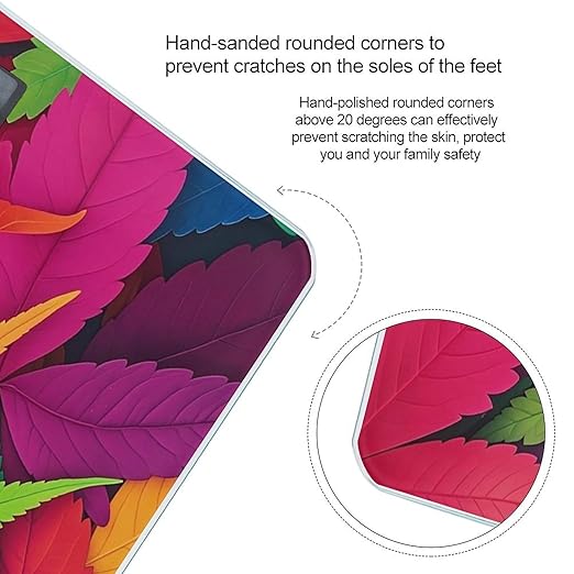 Multicolor Leaf Weed Art Scale for Body Weight Digital Bathroom Scale Toughened Glass High Precision Scales for Body Weight with Large LCD Backlight Display Weight Scales