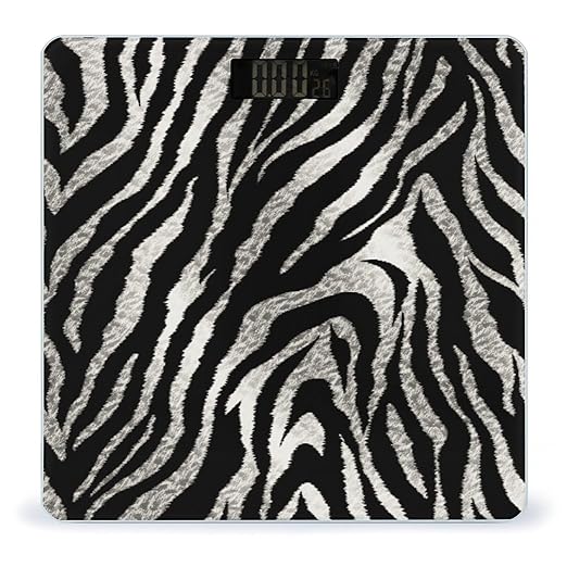 Black and White Zebra Print Scale for Body Weight Accurate Digital Bathroom Scale Toughened Glass High Precision Scales Smart Weight Scales with Large LCD Backlight Display Weighing Machine