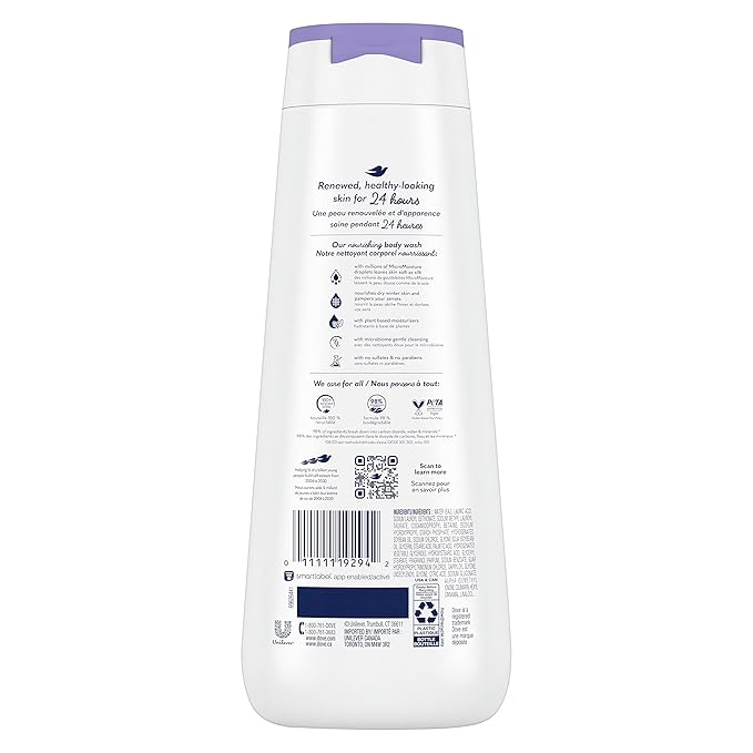 Dove Limited Edition Body Wash Winter Care 4 Count for Renewed Healthy-Looking Skin with 24hr Renewing MicroMoisture Gentle Cleanser Instantly Moisturizes Dry Skin 20 oz