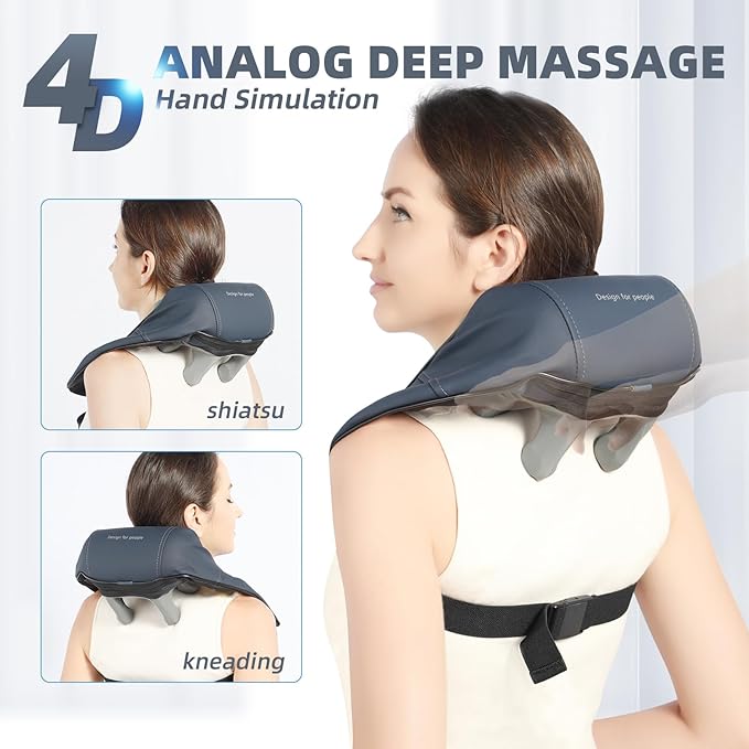 Neck and Shoulder Massager with Heat Shiatsu Back Massager for Pain Relief Cordless Electric Deep Tissue 4D Kneading Massage for Neck Shoulder Leg Back Muscle Tension Release