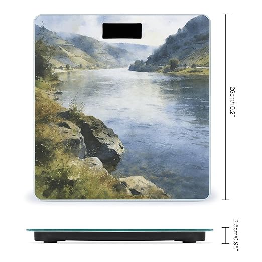 Clear Waters Surround The Green Mountains Smart Scale for Body Weight Digital Bathroom Scale Toughened Glass Weight Scale with Large LCD Backlight Display High Precision Scales Weighing Machine