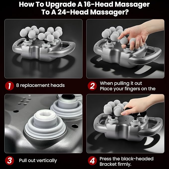 24 &amp 16 Head Massage Gun Deep Tissue Body Massage for Back Shoulders Neck Legs Foot Massage Gun deep Tissue Percussion Massager with 9 Modes &amp 30 Levels Body Muscle Pain Relief