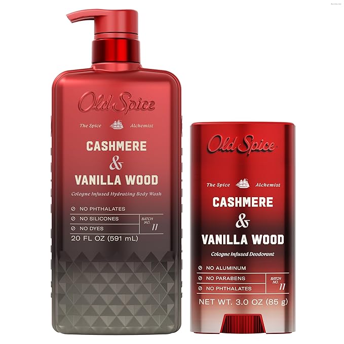 Old Spice Alchemist Collection Body Wash + Aluminum Free Deodorant Bundle for Men Cashmere + Vanilla Wood Scent 24/7 Cologne Infused Scent No Trade Off Formula 20 oz &amp 3 oz (Pack of 2)