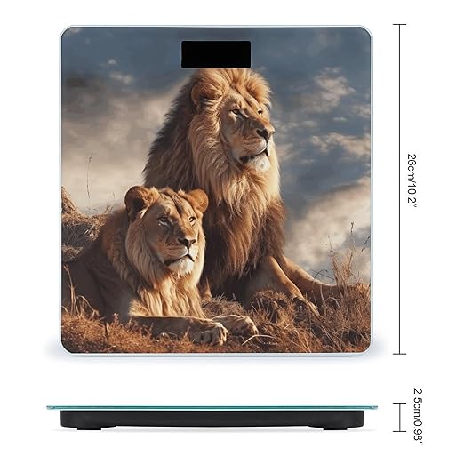 Two Lions Scale with LCD Precision Weighing Scales Sturdy Tempered Glass Weight Scales Easy-to-Read Anti-Slip Weight Digital Bathroom Scale for Daily