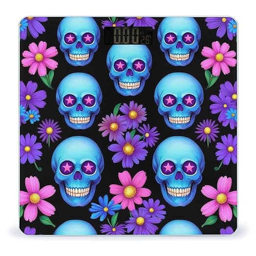 Smart Scale for Body Weight Digital Bathroom Weighing Scale Energy Saving Scale Flowers Floral Skull