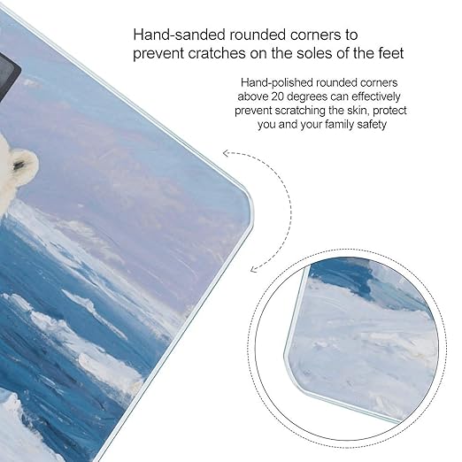 Arctic Polar Bear Scale for Body Weight Sturdy Tempered Glass Weighing Scales with LCD Display Accurate Digital Bathroom Scale Convenient Body Fat Smart Scales Easy Read