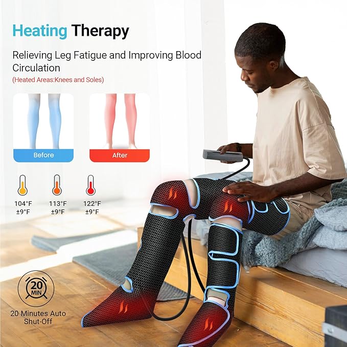 Leg Massager with Heat FSA Eligible HSA Air Compression Leg Massager for Blood Circulation and Pain ReliefMuscle FatigueCrampsSwelling and Edema