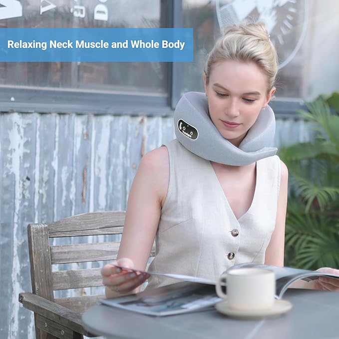 Neck Massager Deep Tissue Kneading Massage Pillow for Neck Back Shoulder Electric Shiatsu Massage Cushion for Pain Relief and Relaxation at Home Office and Travel