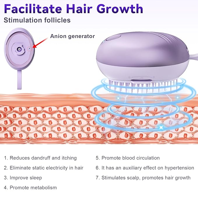 Electric Scalp Massager Tool- Stimulates Hair Follicles to Promote Hair Growth- Relieve Headache Reduce Head Pressure - Handheld Scalp Scratcher Massage Brush- Gifts to Women and Men Relaxing