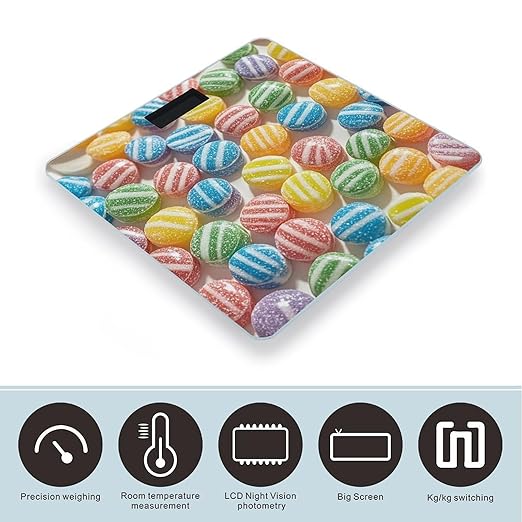 Rainbow Candy Scale for Body Weight Digital Bathroom Scale Toughened Glass High Precision Scales for Body Weight with Large LCD Backlight Display Weight Scales