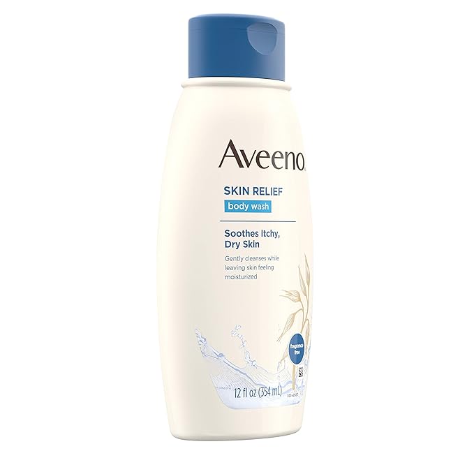 Aveeno Skin Relief Fragrance-Free Body Wash with Oat to Soothe Dry Itchy Skin Gentle Soap-Free &amp Dye-Free for Sensitive Skin 12 fl. oz (Pack of 2)