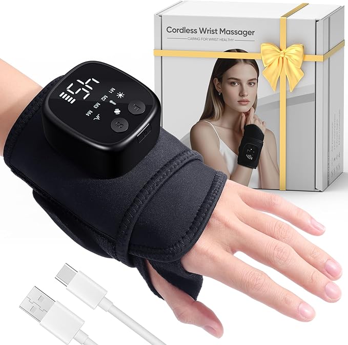 4 in 1 Cordless Hand Massager for Hand &amp Wrist Relaxation Rechargeable &amp Portable Comfortable Soothing Massage Experience Ideal Gift for Men Women