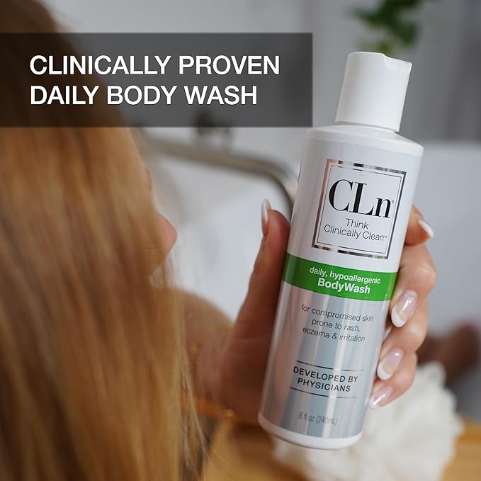 CLn® BodyWash –Non-Drying Body Wash For Compromised Skin Prone to Eczema Dermatitis Rash &amp Hidradenitis Suppurativa Fragrance-Free &amp Paraben-Free 8 fl oz. (Pack of 2)
