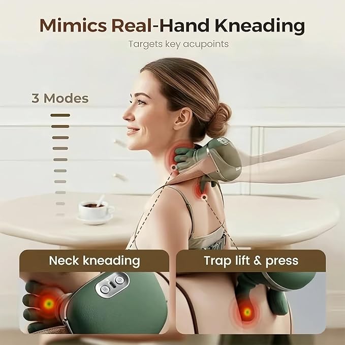 Smart Neck &amp Shoulder Massager with Heat Therapy – 2026 New 4D Wireless Massager Shiatsu Deep Tissue Relief with Heat Neck and Shoulder Massage Real Touch Heat Massager for Relaxation