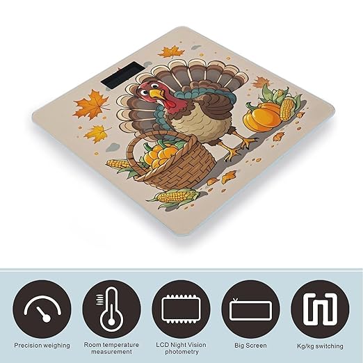Children's Thanksgiving Day Bathroom Scale Digital Weight Scale Precision 400 Lbs Weighing Scales Large with LCD Backlight Display BMI Measures