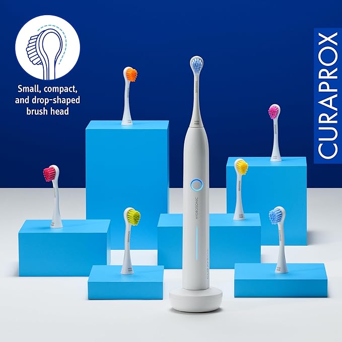Curaprox Hydrosonic Brush Heads Rainbow Sensitive Duo – for Gentle Gum Care &amp Daily Cleaning | Blue/Orange 2-Pack | Compatible with All Curaprox Sonic Models | Swiss Made
