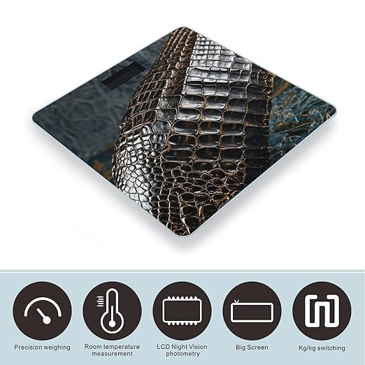 Alligator Skin Scale for Body Weight Digital Bathroom Scale Toughened Glass High Precision Scales for Body Weight with Large LCD Backlight Display Weight Scales