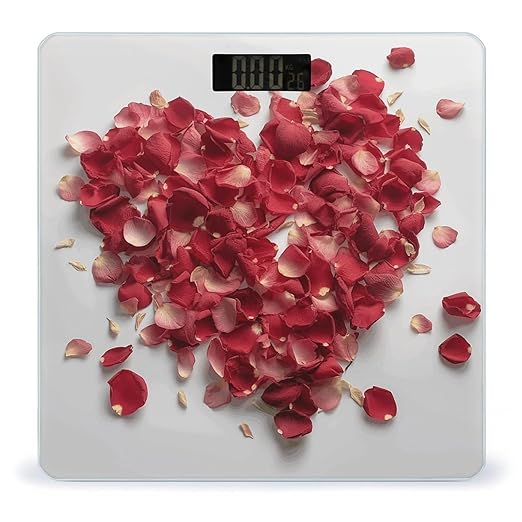 Petals Form Heart Shape Scale for Body Weight Precision Bathroom Weighing Scales with Back Lit LCD Display Sturdy Tempered Glass Body Weight Scales Digital Bathroom Scale 400lb