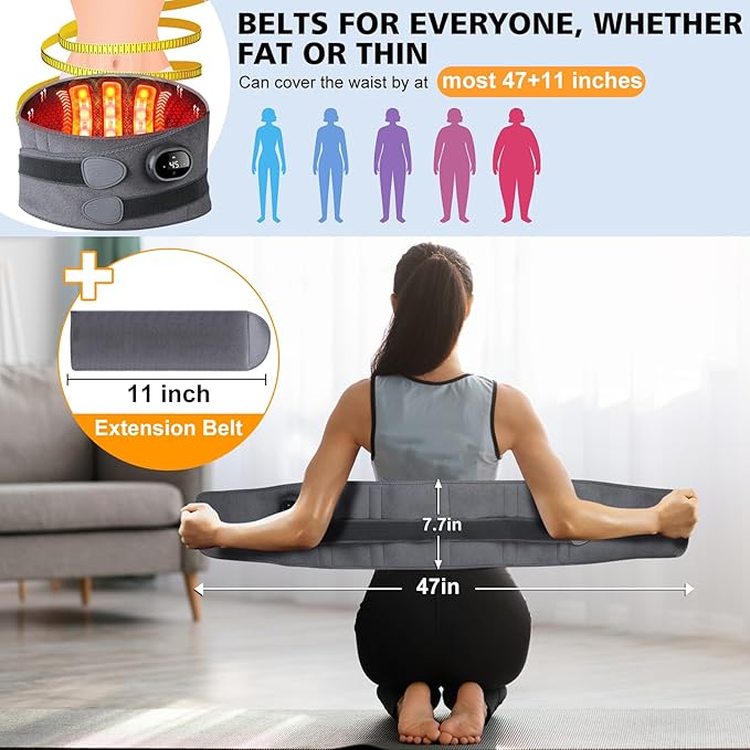 Cordless Heating Pad for Back Pain Relief Lumbar Massaager with Heat Rechargeable Heating MassageHeated Back Belt Abdomen Warmer Lumbar Support