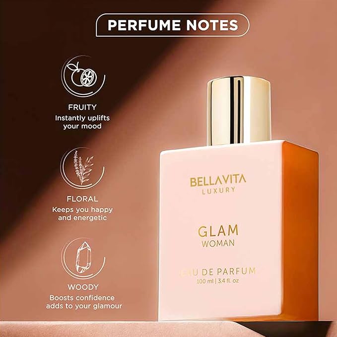 BellaVita Luxury Glam Perfume &amp Body Wash Combo for Women | Eau De Parfum with Jasmine White Honey Rose &amp Cedar (100ml) + Fruity Floral Shower Gel with Aloe Vera (500ml) | Gentle &amp Refre