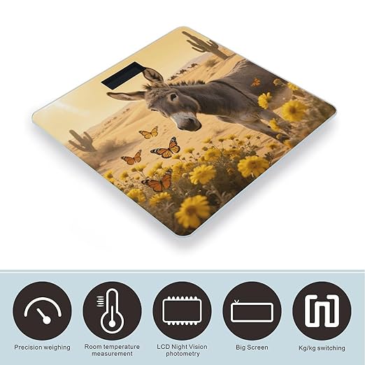 Donkey &amp Desert Scale for Body Weight Sturdy Tempered Glass Weighing Scales with LCD Display Accurate Digital Bathroom Scale Convenient Body Fat Smart Scales Easy Read
