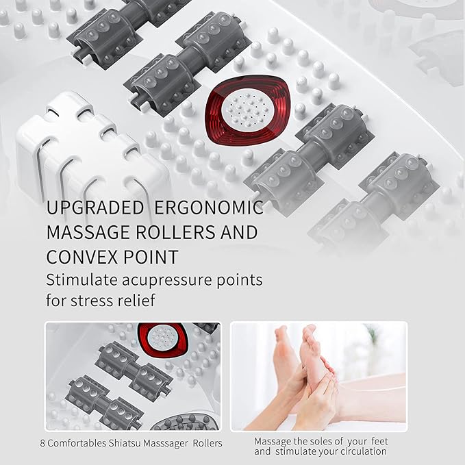 Foot Spa Bath Massager with Heat Epsom SaltBubbles Vibration and Red Light Tub for Stress ReliefFoot Soaker Christmas Gifts Birthday Gifts for Mom Dad Women Men Her Him