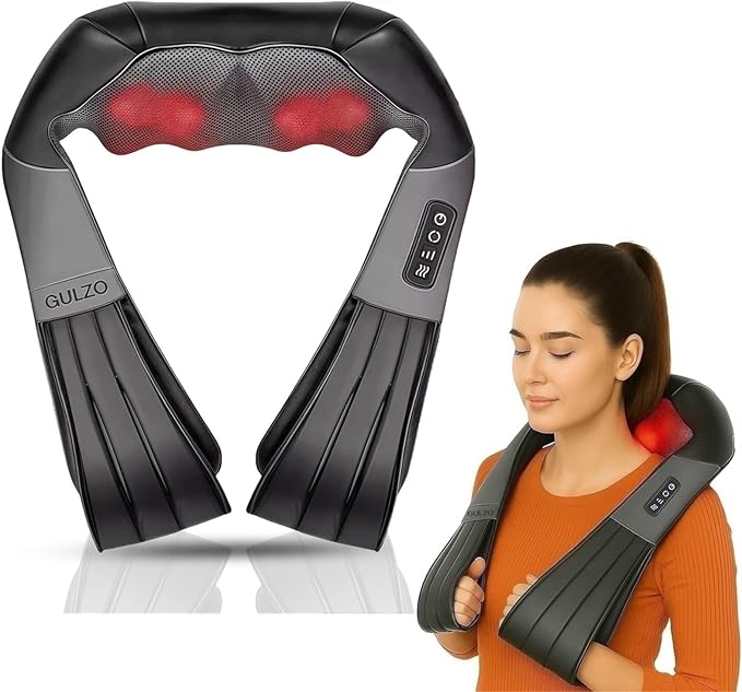 4D Shiatsu Neck and Shoulder Massager with Heat Deep Tissue Back and Neck Massager for Pain Relief Eco-Friendly Portable Massage Pillow for Home Office Car Relaxing Gift for Men and Women