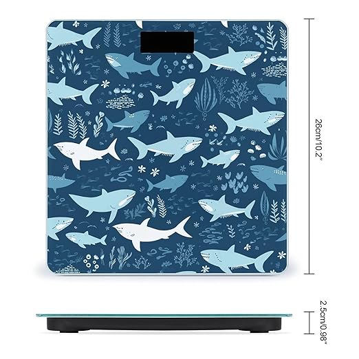 Sharks Bathroom Scale for Body Weight 400 Lb Weight Scale with High Precision Sensors Tempered Glass Highly Accurate Digital Weighing Machine for People