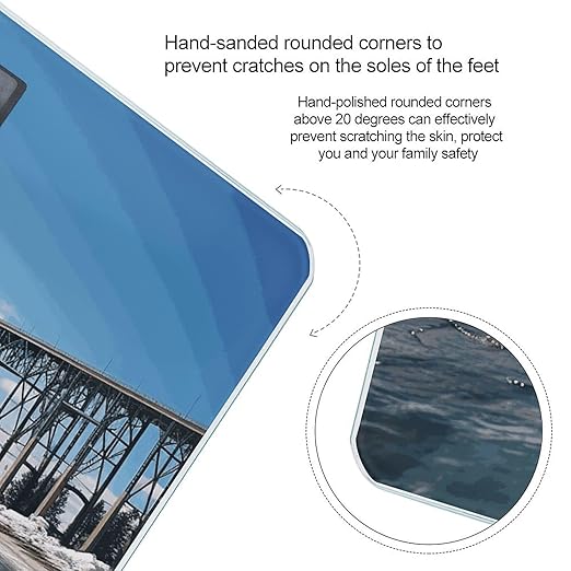 Mackinac Suspension Bridge Scale for Body Weight Anti-Slip Digital Bathroom Scale Sturdy Toughened Glass Weighing Scales High Precision Safe Rounded Corners Smart Scales