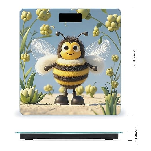 Cute Cartoon Bee Scale for Body Weight Accurate Digital Bathroom Scale Toughened Glass High Precision Scales Smart Weight Scales with Large LCD Backlight Display Weighing Machine