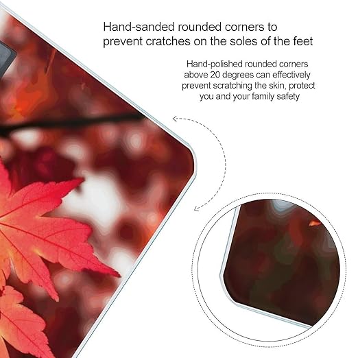 Autumn Fall Red Maple Leaves Smart Scale for Body Weight Accurate Bathroom Scale with LED Display Digital Weight Scales Weighing Machine High Precision Scales for Bath Home