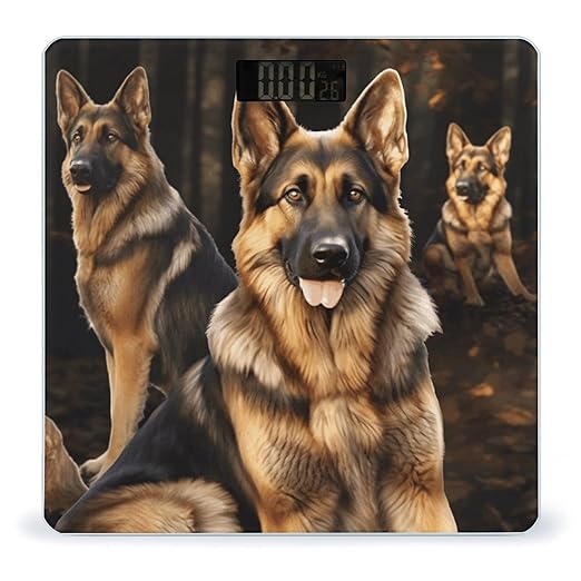 German Shepherd Bathroom Scale Large LCD Backlight Display Digital Scale Rounded Corners Body Scales Automatic Power On/Off Bathroom Scales for Home Bedrooms