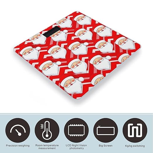Men's Smart Scale for Body Weight Digital Bathroom Weighing Scale Automatic Switch Energy Saving Scale Christmas Santa Claus Red