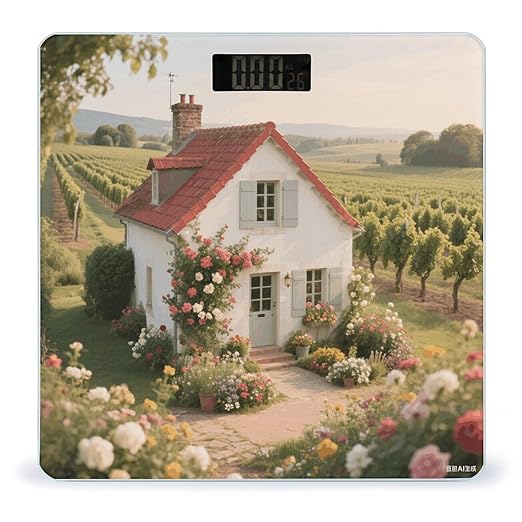 French Country Weight Scale Large Digital Bathroom Scales with Bright LED Display Non Slip Digital Scale and Step On Fashion Weighing Machine for Body