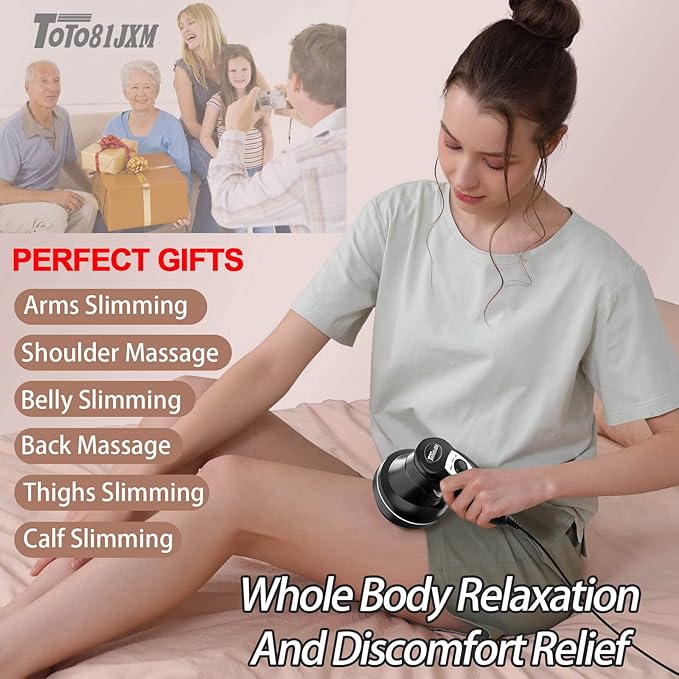 Body Sculpting Machine for Women -6-Speed 8 Heads Cellulite Massage &amp Lymphatic Drainage Device Handheld Vibrating Lipo Roller Massager for Belly Butt Arm Legs Fat Wide Area Home Use (Black)