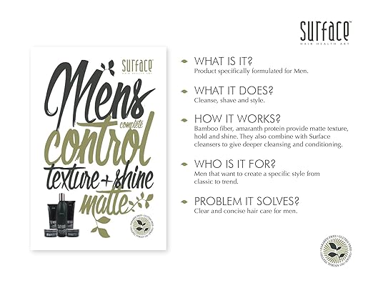 SURFACE Hair - Men Shampoo and Body Wash – Deep Cleanses and Exfoliates with Amaranth Protein and Bamboo for Stronger Hair and Skin - 10 fl oz