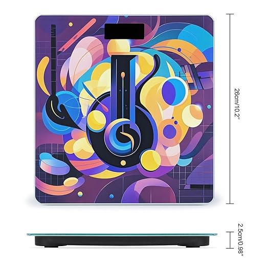 Abstract Music Themed Scale for Body Weight Accurate Digital Bathroom Scale Toughened Glass High Precision Scales Smart Weight Scales with Large LCD Backlight Display Weighing Machine