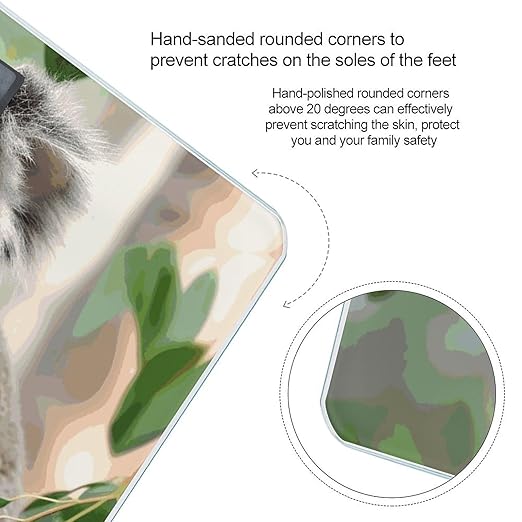 Cute Koala Scale for Body Weight Sturdy Tempered Glass Weighing Scales with LCD Display Accurate Digital Bathroom Scale Convenient Body Fat Smart Scales 400lb