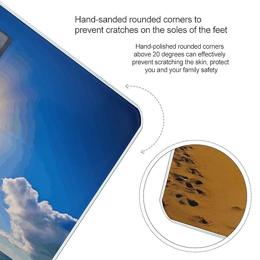 Hawaii Beach Bathroom Scale Large LCD Backlight Display Digital Scale Rounded Corners Body Scales Automatic Power On/Off Bathroom Scales for Home Bedrooms