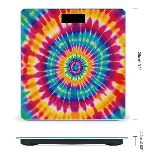 Tie Dye Pattern Scale with LCD Precision Weighing Scales Sturdy Tempered Glass Weight Scales Easy-to-Read Anti-Slip Weight Digital Bathroom Scale for Daily