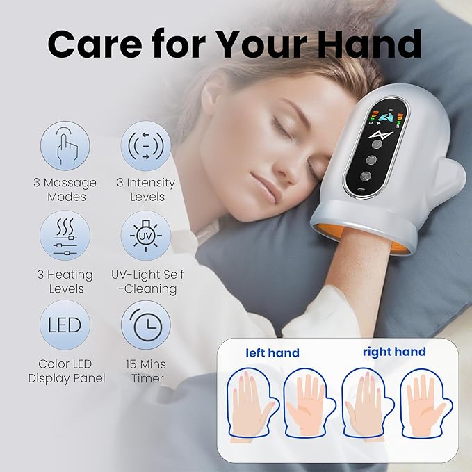 AXV Hand Massager with Heat and Compression for Arthritis and Carpal Tunnel Massager with UV Automatic Cleaning Hand Massage Massagers Mothers Day Gifts for Mom Women